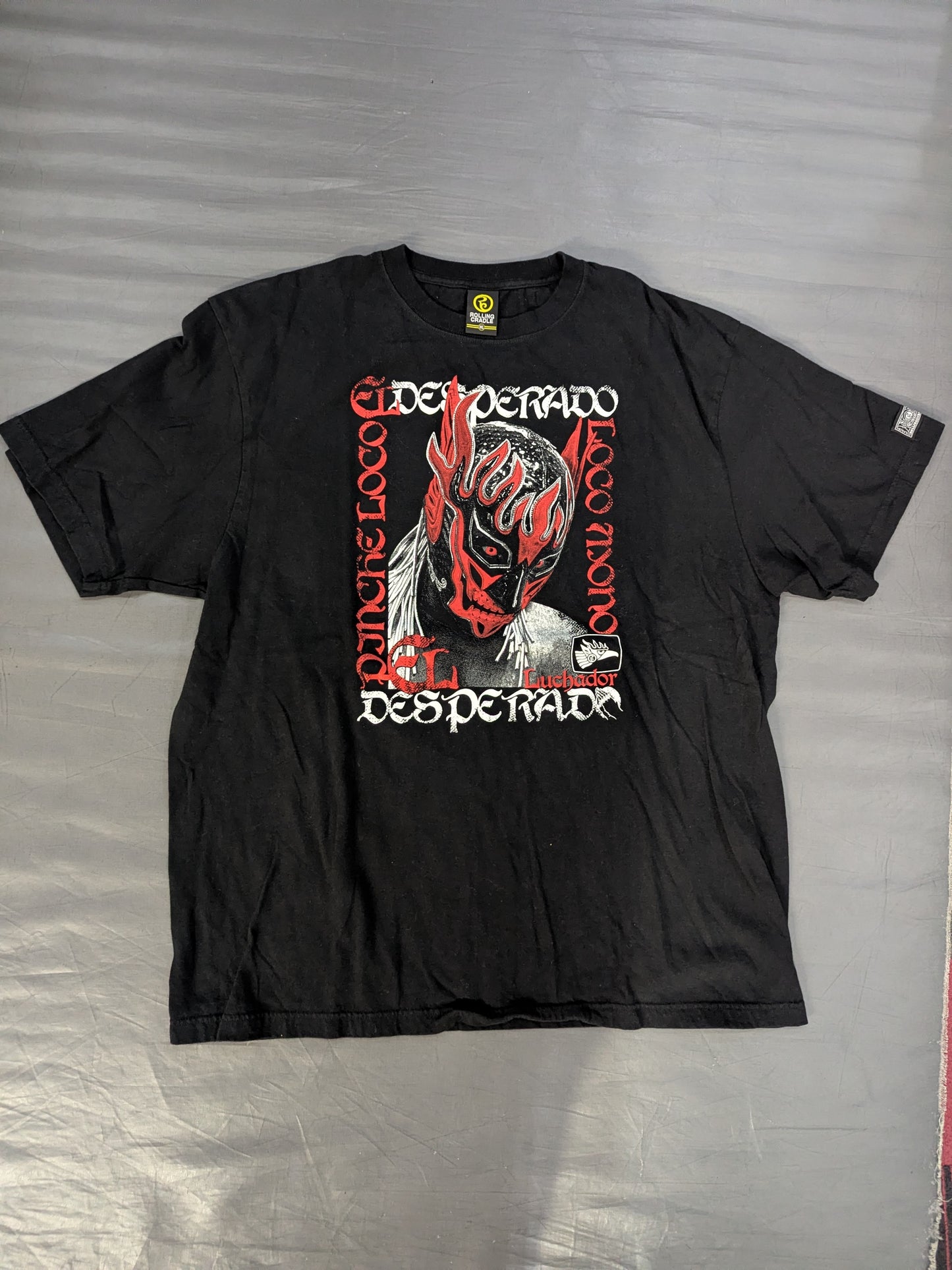 エル・デスペラード×ROLLING CRADLE「RED MASK」Tシャツ②(ブラック)