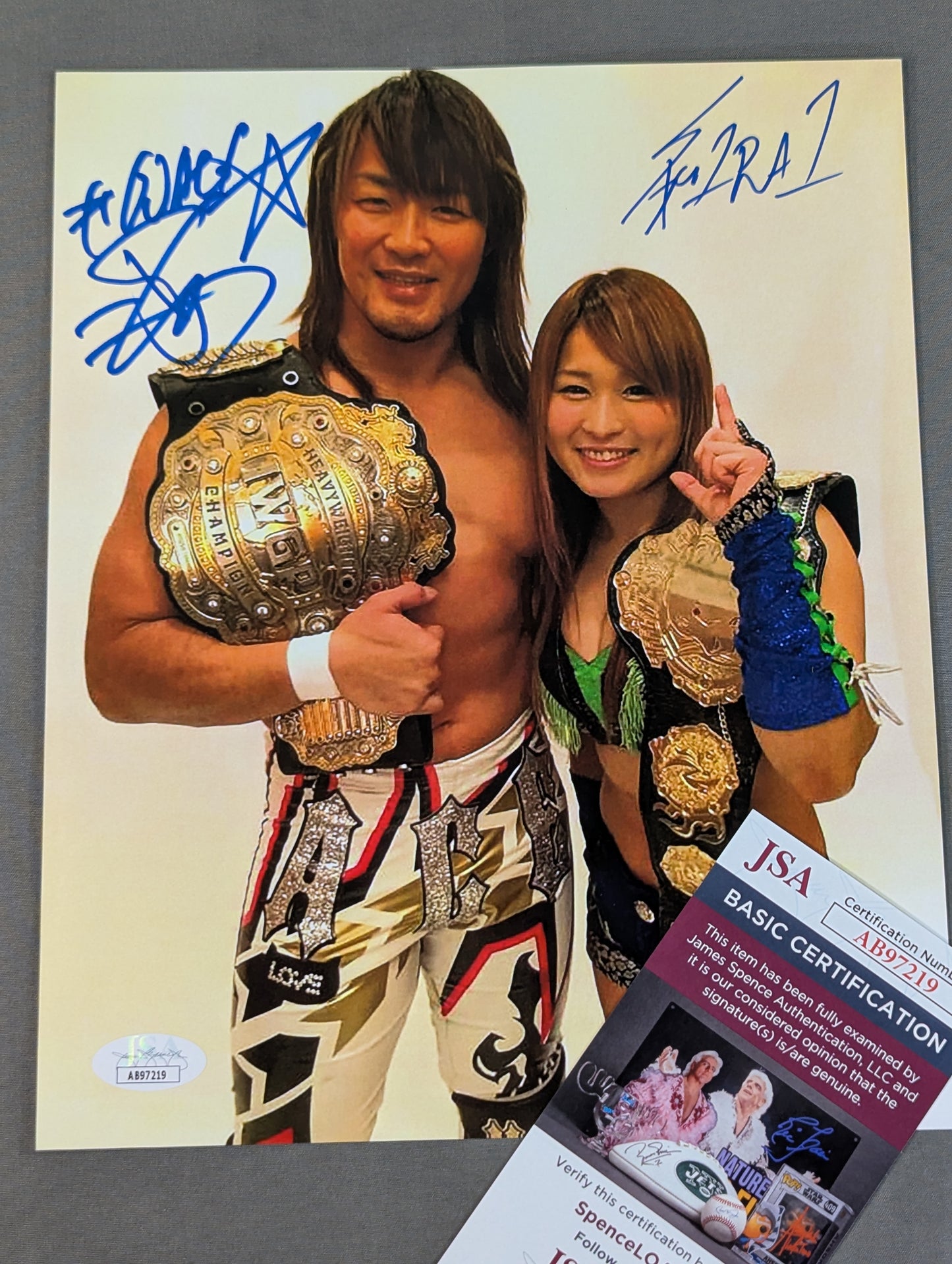 ★JSA★ 棚橋弘至＆紫雷イオ 直筆Wサイン入り ポートレート