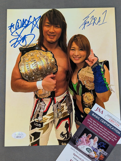 ★JSA★ 棚橋弘至＆紫雷イオ 直筆Wサイン入り ポートレート