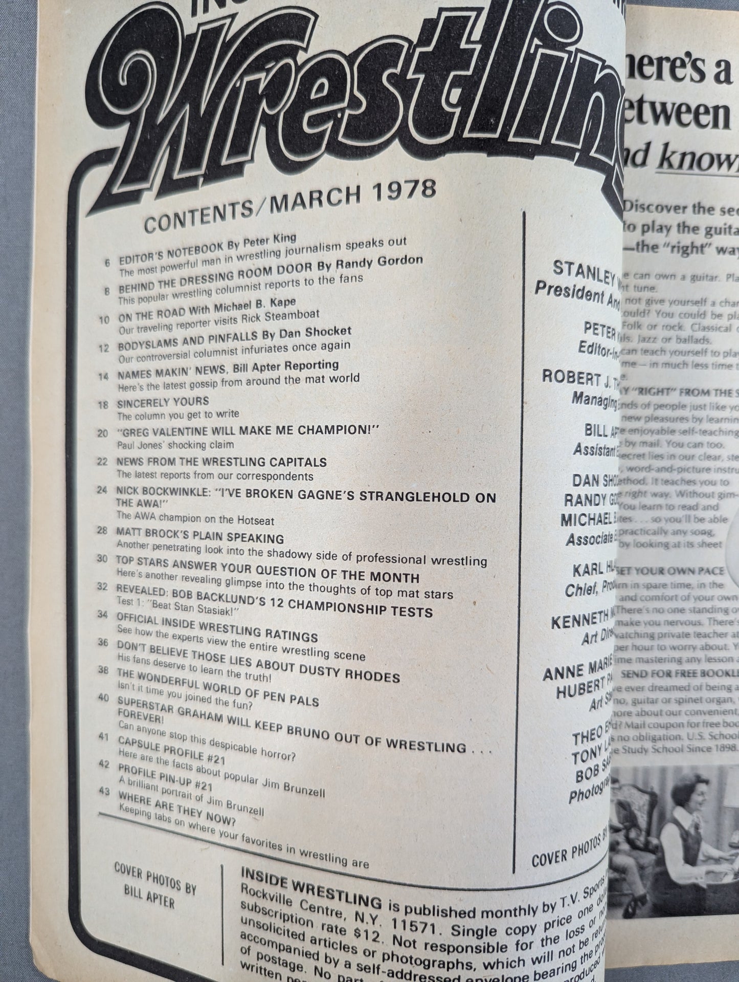 Inside Wrestling, March 1978 issue