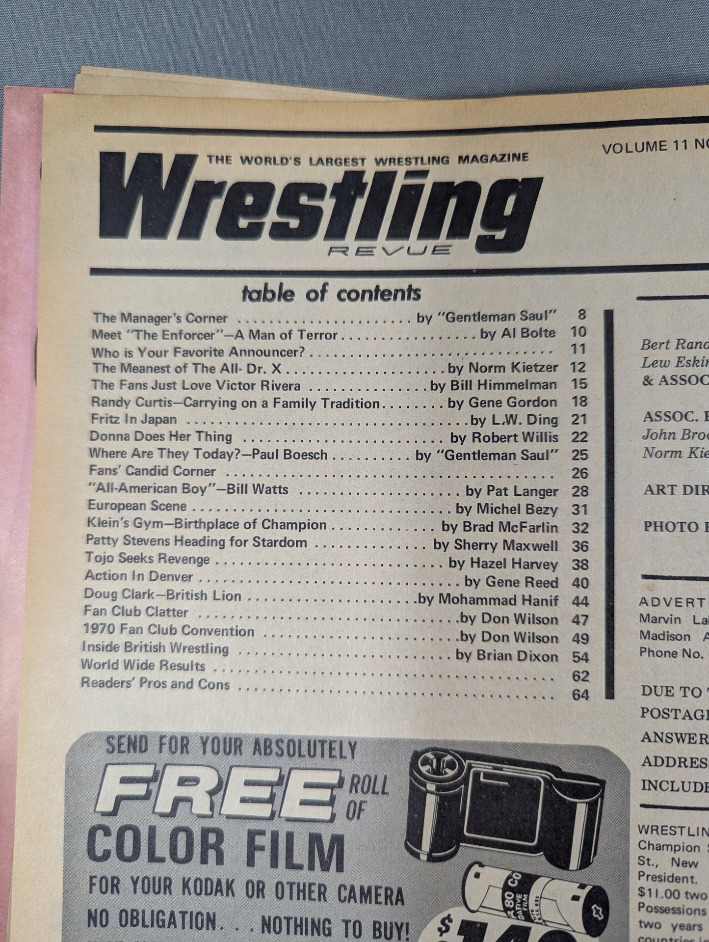 ★日本語解説付★ Wrestling REVUE 1970年12月号