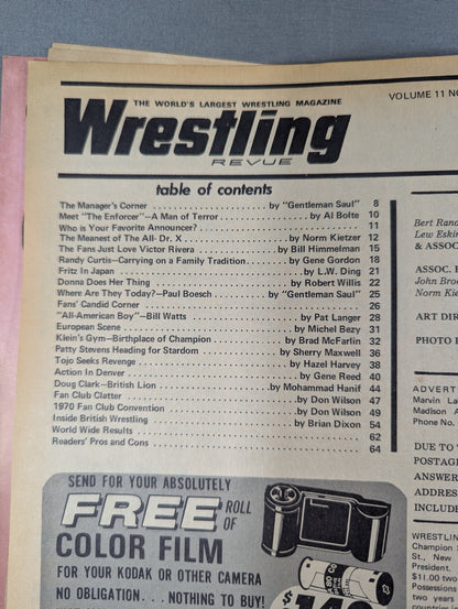★日本語解説付★ Wrestling REVUE 1970年12月号