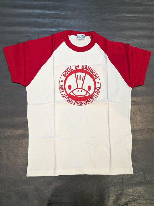 デスかも ラグランTシャツ(ホワイト×レッド)