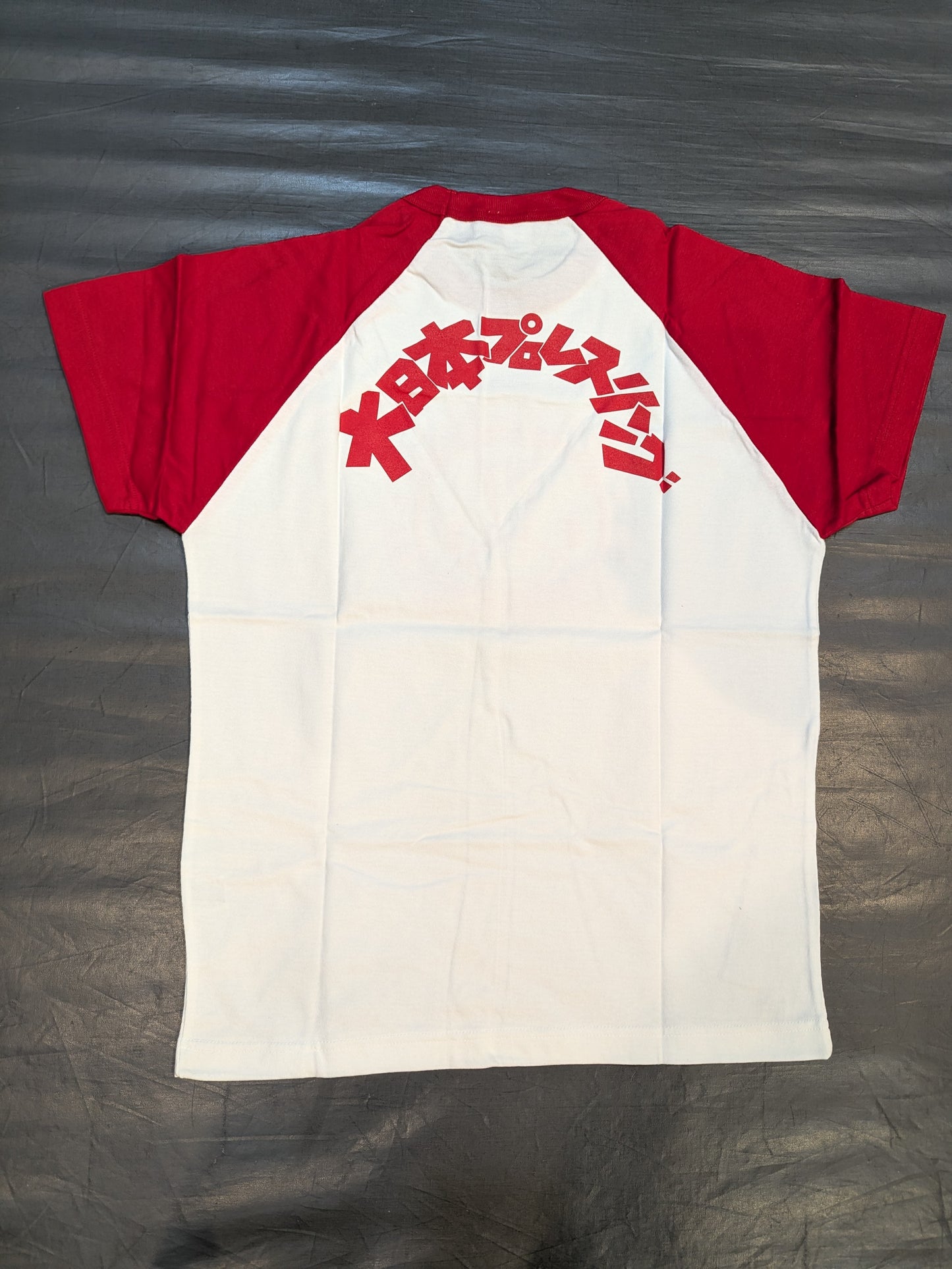 デスかも ラグランTシャツ(ホワイト×レッド)
