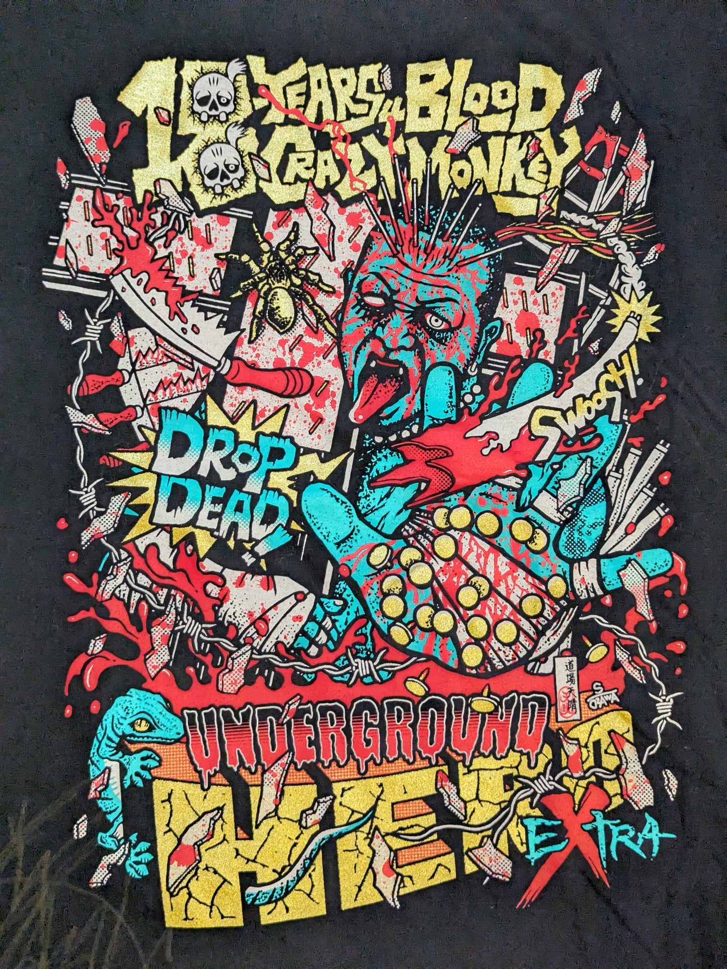 【hand signed autograph】 Jun Kasai  18th Anniversary "Underground Hero" T-shirt