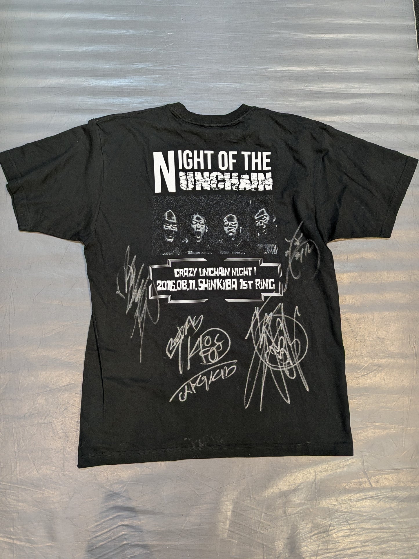 【4選手直筆サイン入り】葛西純ユニット「NIGHT OF THE UNCHAIN」Tシャツ②