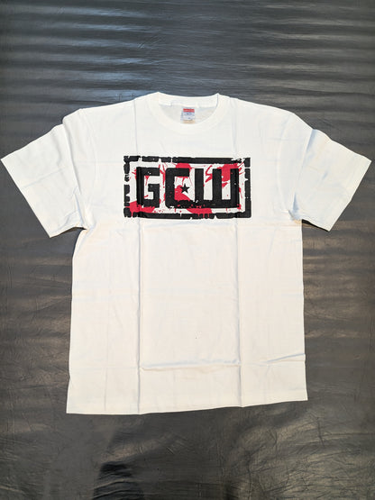 GCW ロゴTシャツ①(ホワイト×ブラック×レッド)