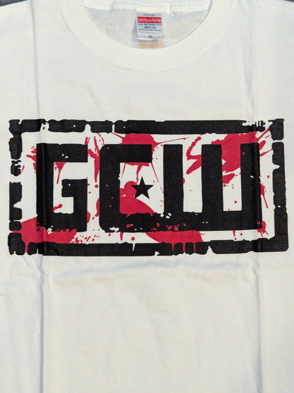 GCW ロゴTシャツ①(ホワイト×ブラック×レッド)