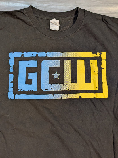 GCW ロゴTシャツ⑧(ブラック×ブルー×イエロー)