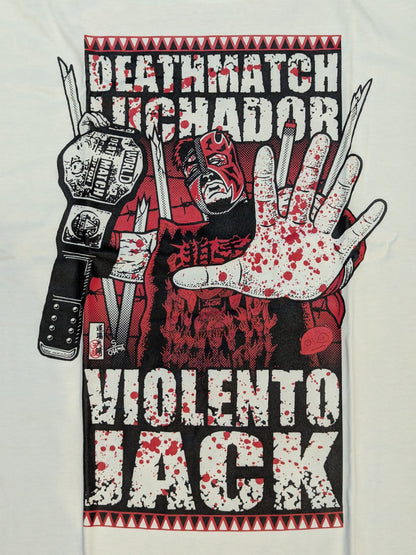 Violento Jack "DEATHMATCH LUCHADOR" Illustration T-Shirt (White)