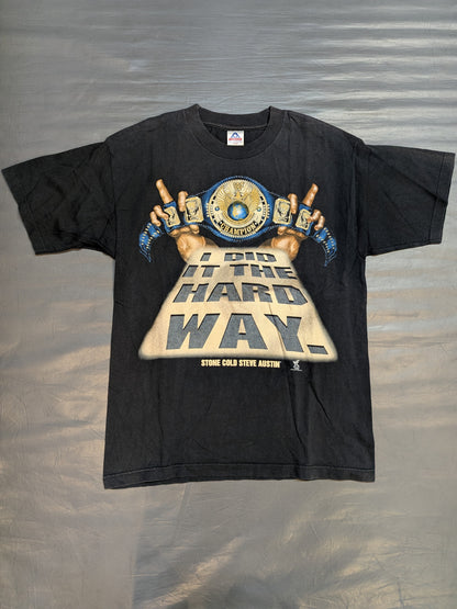 ストーンコールド・スティーブ・オースチン「I DID IT THE HARD WAY」Tシャツ(WWF(1998) / ブラック)