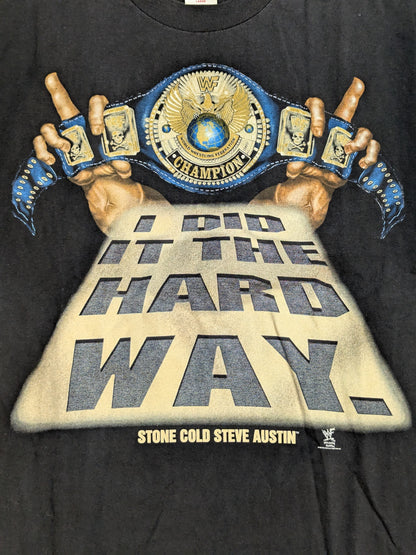 ストーンコールド・スティーブ・オースチン「I DID IT THE HARD WAY」Tシャツ(WWF(1998) / ブラック)
