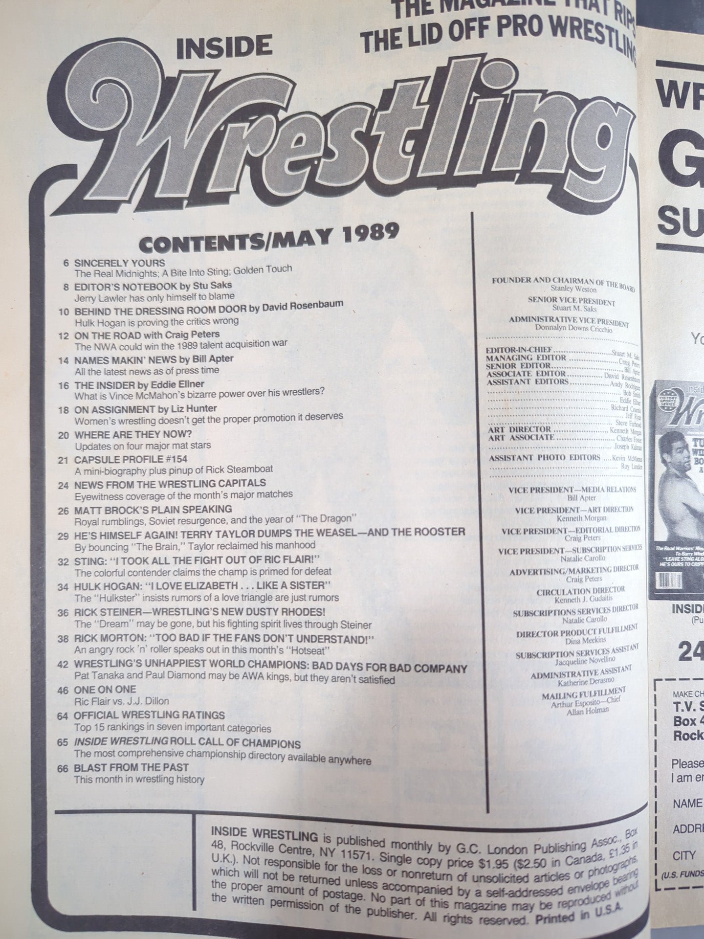 Inside Wrestling May 1989 Issue