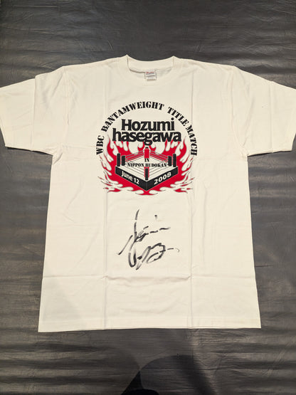 【hand signed autograph】 Hozumi Hasegawa WBC Bantamweight Title Match T-shirt