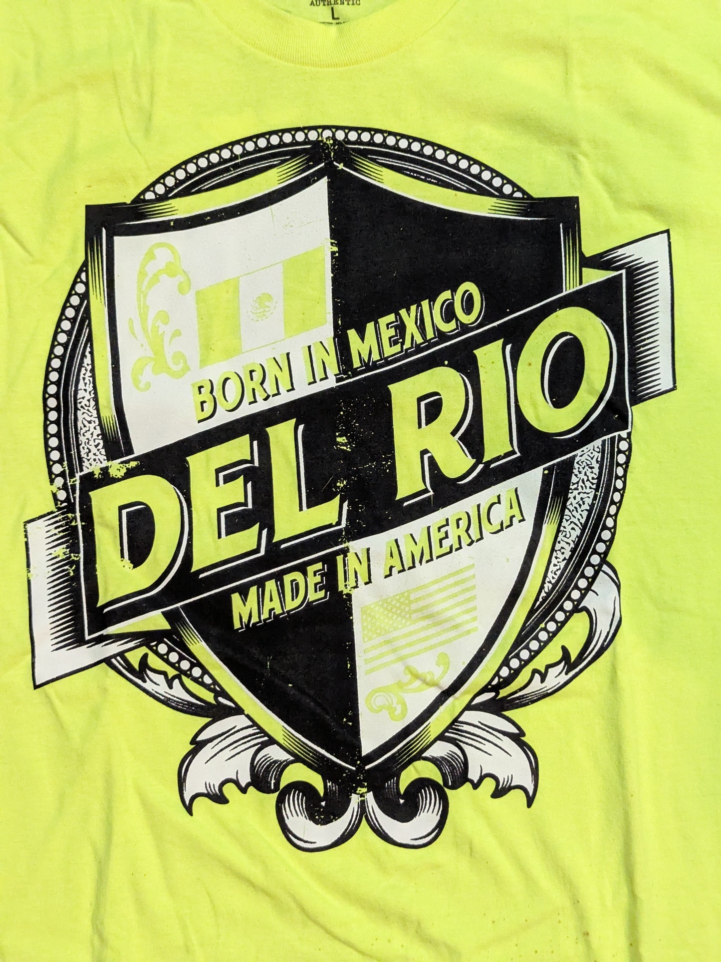 Alberto Del Rio "BORN IN MEXICO / MADE IN AMERICA" T-SHIRT (WWE (2012) / Light Green)