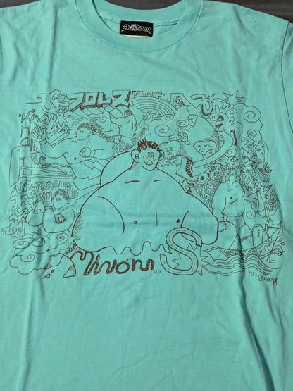 Minoru Suzuki Illustration T-Shirt (2) (Light Blue)