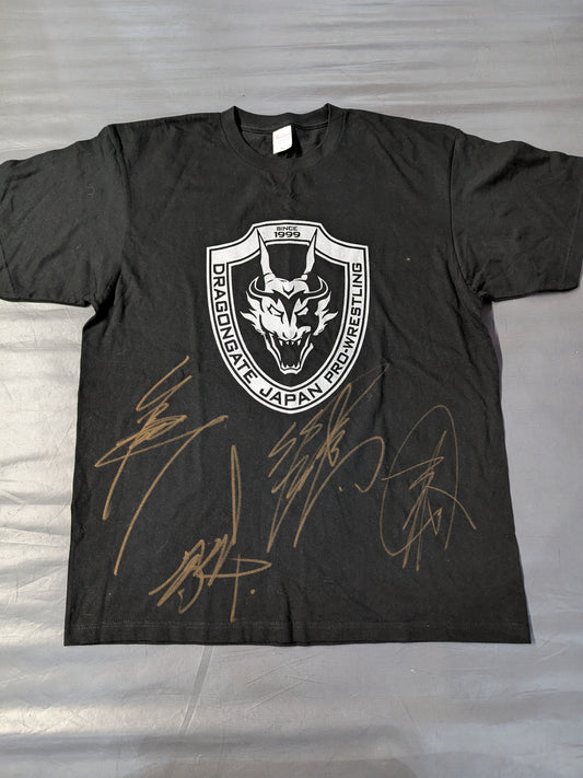 【4名直筆サイン入り】DRAGON GATE 団体ロゴ Tシャツ