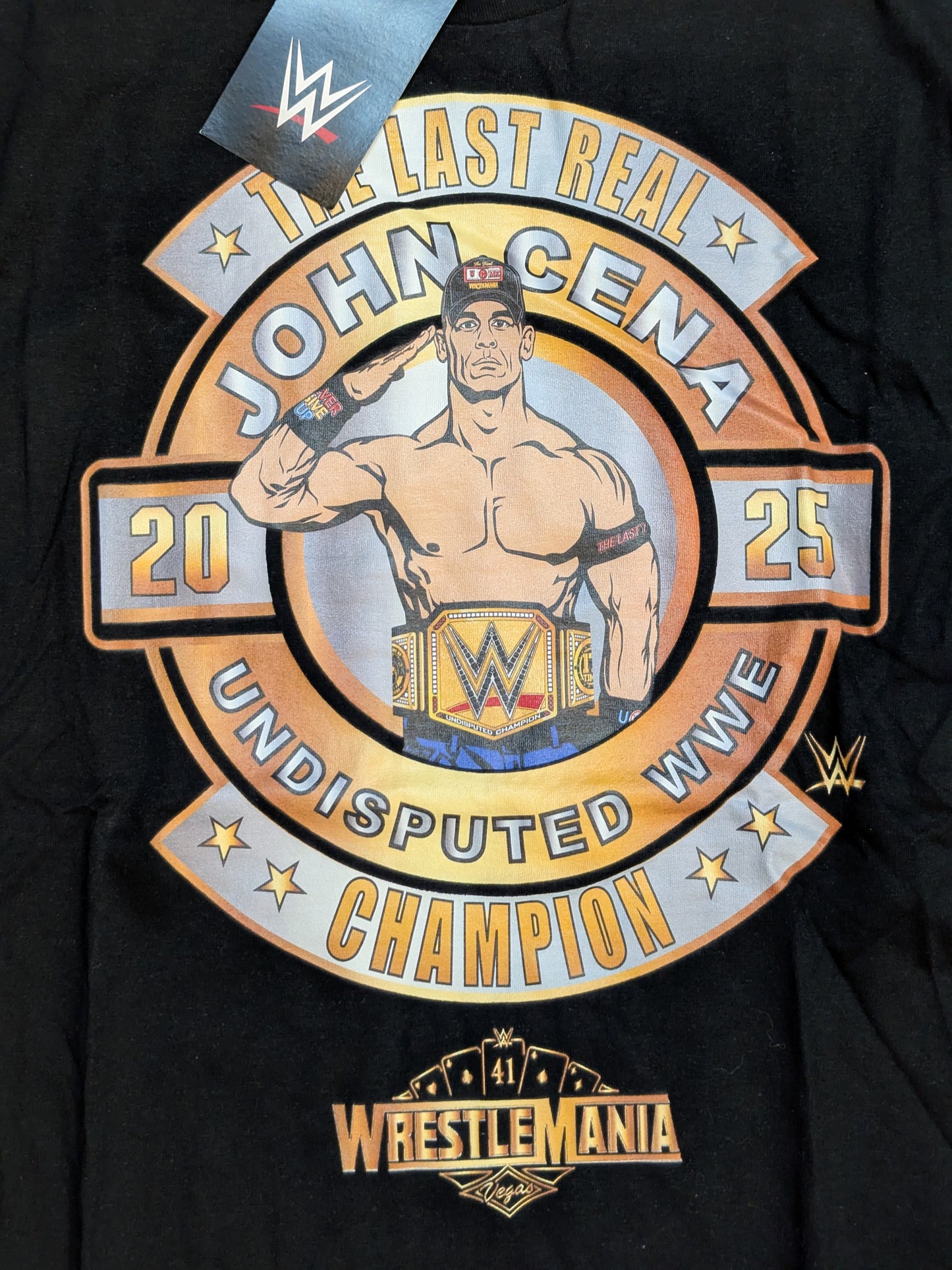 John Cena "THE LAST REAL CHAMPION" Illustrated T-Shirt (WWE (2025) / Black)