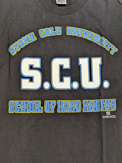 Stone Cold Steve Austin 'SCU STONE COLD UNIVERSITY' T-shirt (WWF (1998) / Black)
