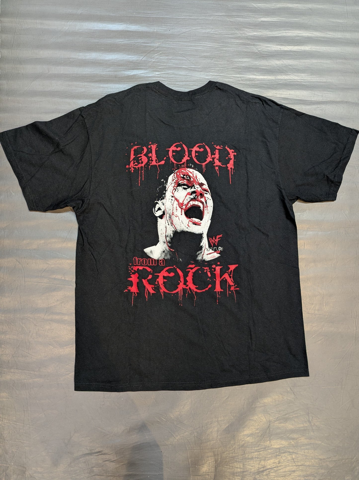 The Rock 'BLOOD from ROCK' Picture T-Shirt (WWE (2010s) / Black)