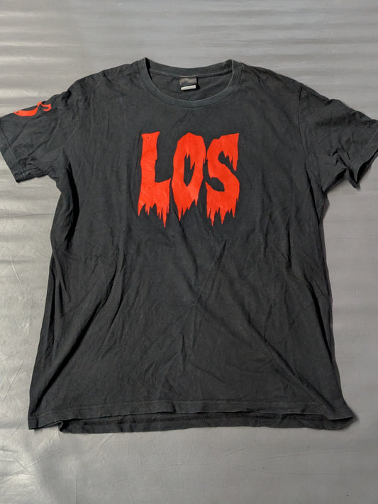 L.I.J. "LOS" T-shirt (1) (black×red)