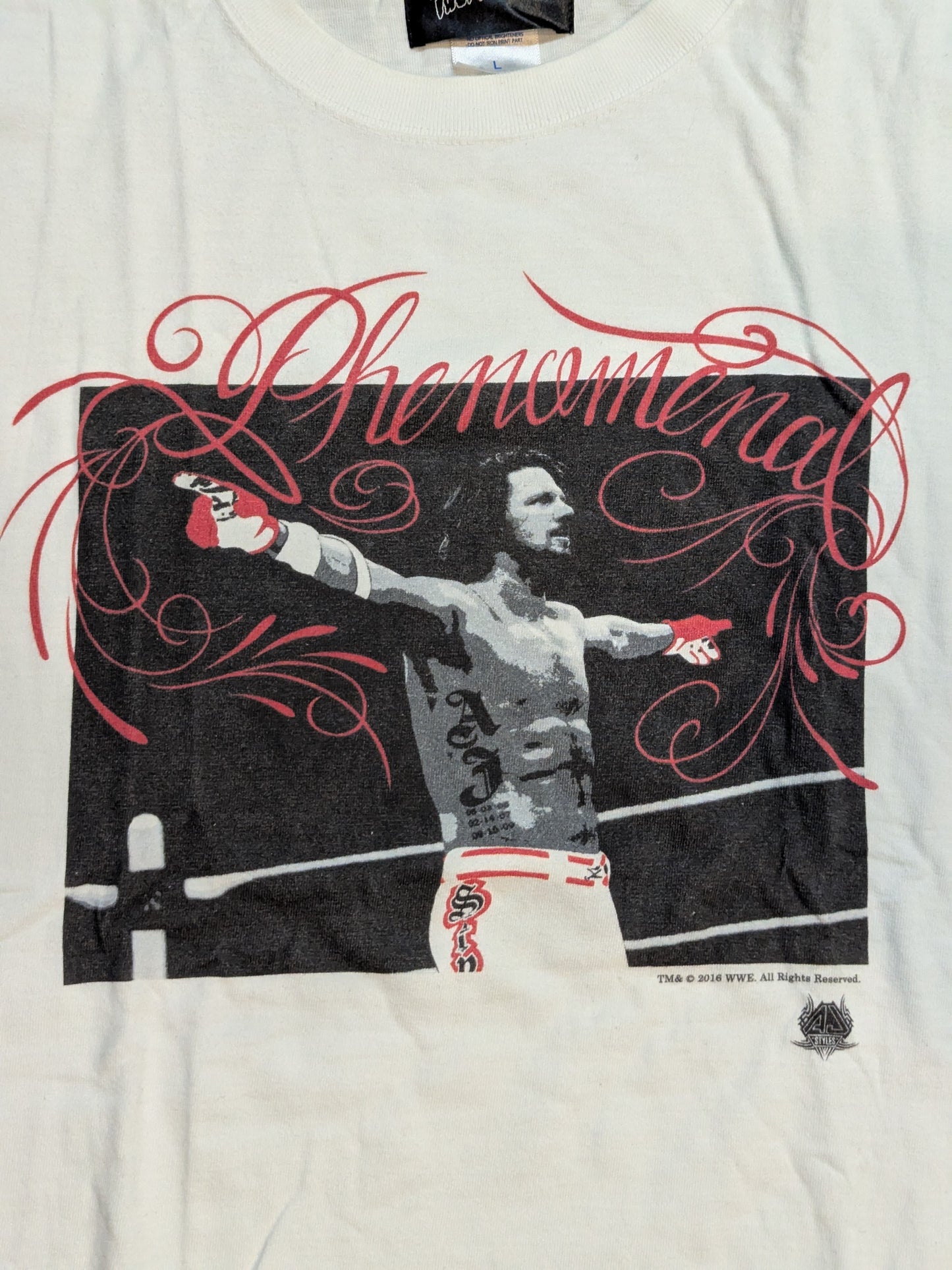 AJスタイルズ×TWOPLATOONS コラボTシャツ②(WWE(2016) / ホワイト×レッド)