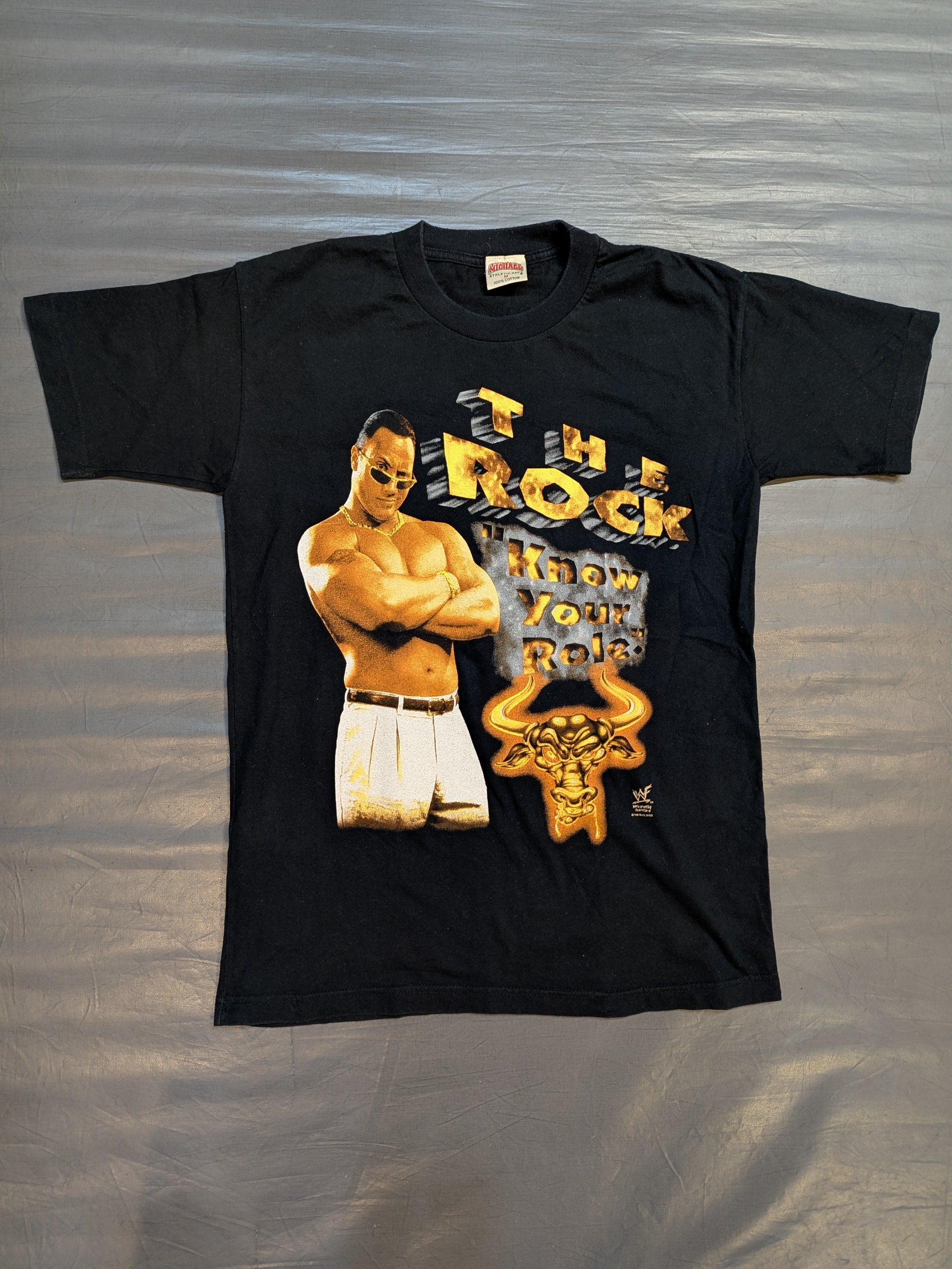ザ・ロック「THIS ROCK DOESN'T BLEED」ピクチャーTシャツ(WWF(1990s