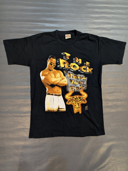 The Rock 'THIS ROCK DOESN'T BLEED' Picture T-Shirt (WWF (1990s) / Black)