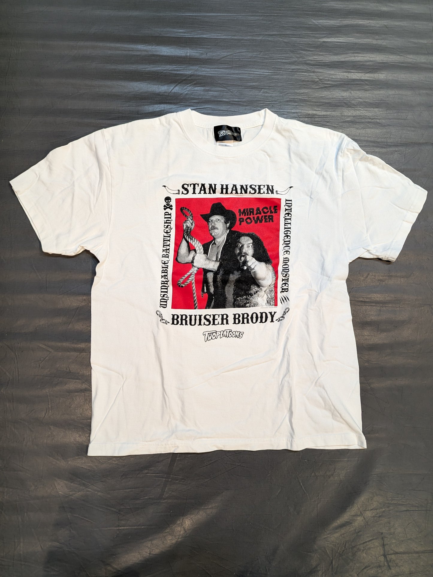 Bruiser Brody  & Stan Hansen × TWOPLATOONS Collaboration T-Shirt (White)