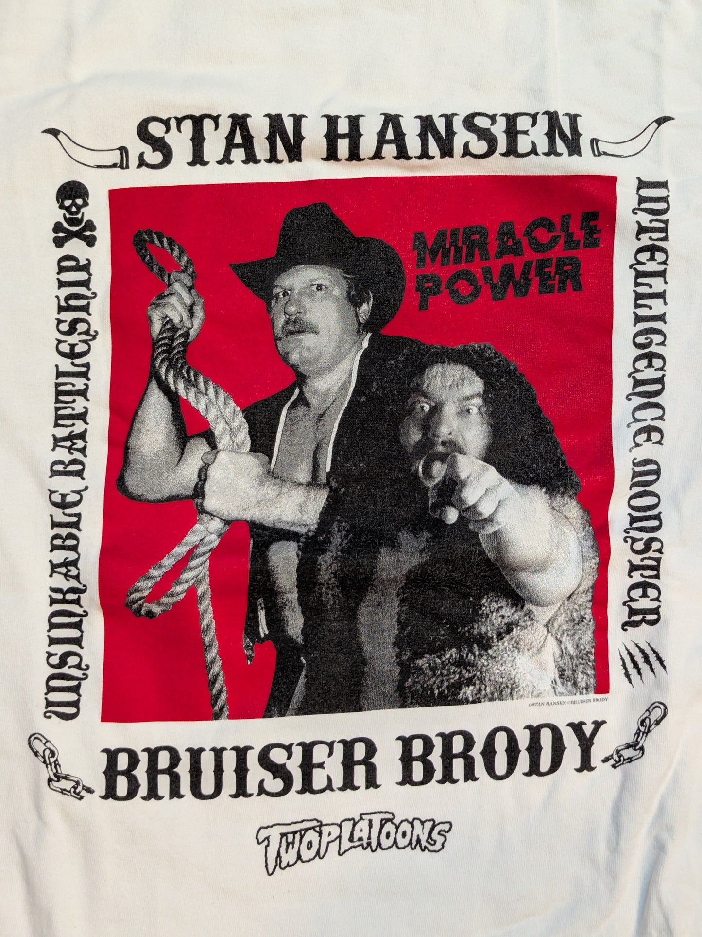 Bruiser Brody  & Stan Hansen × TWOPLATOONS Collaboration T-Shirt (White)