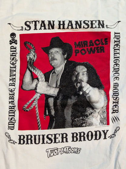 Bruiser Brody  & Stan Hansen × TWOPLATOONS Collaboration T-Shirt (White)