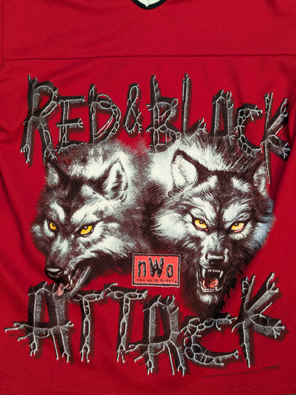 nWo ウルフパック「RED&BLACK ATTACK」メッシュシャツ(WCW(1990s) / レッド)