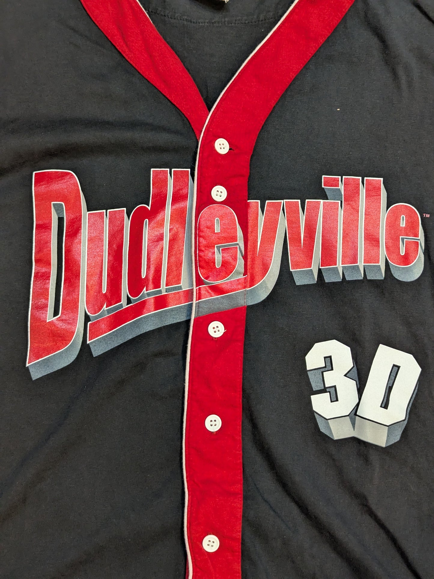 ダッドリー・ボーイズ「Dudleyville」ベースボールシャツ(WWF(2000s) / ブラック×レッド)