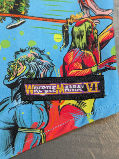 WWE × RSVLTS "WRESTLEMANIA VI" All-over Print Aloha Shirt (WWE (2020) / Light Blue)