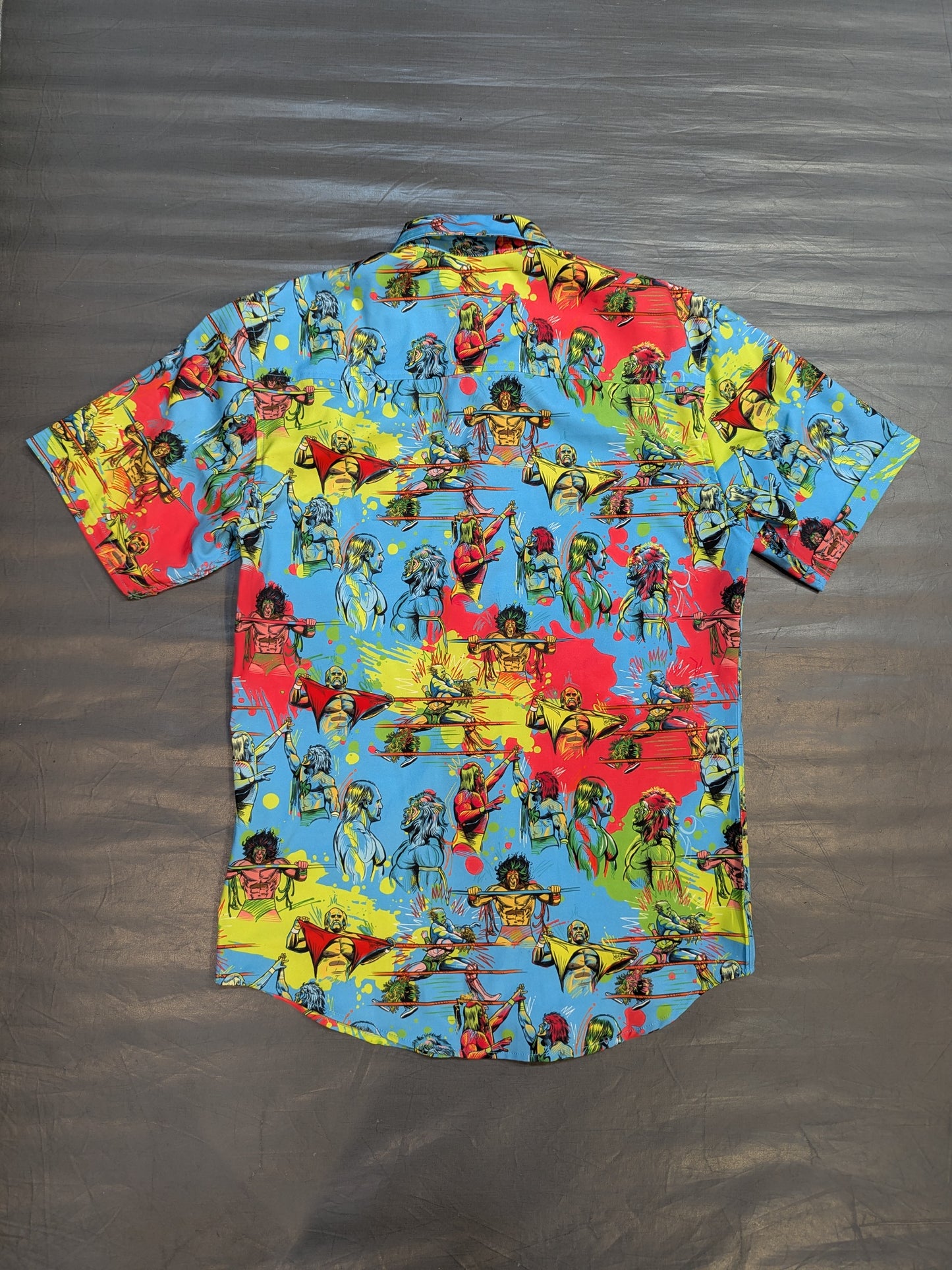 WWE × RSVLTS "WRESTLEMANIA VI" All-over Print Aloha Shirt (WWE (2020) / Light Blue)