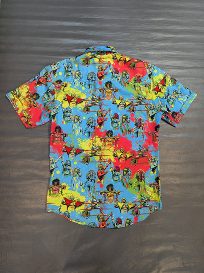 WWE × RSVLTS "WRESTLEMANIA VI" All-over Print Aloha Shirt (WWE (2020) / Light Blue)