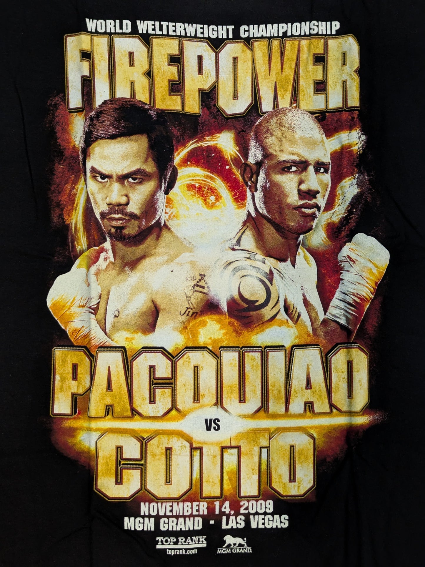 2009年11月14日 マニー・パッキャオvsミゲル・コット ピクチャーTシャツ①(ブラック)
