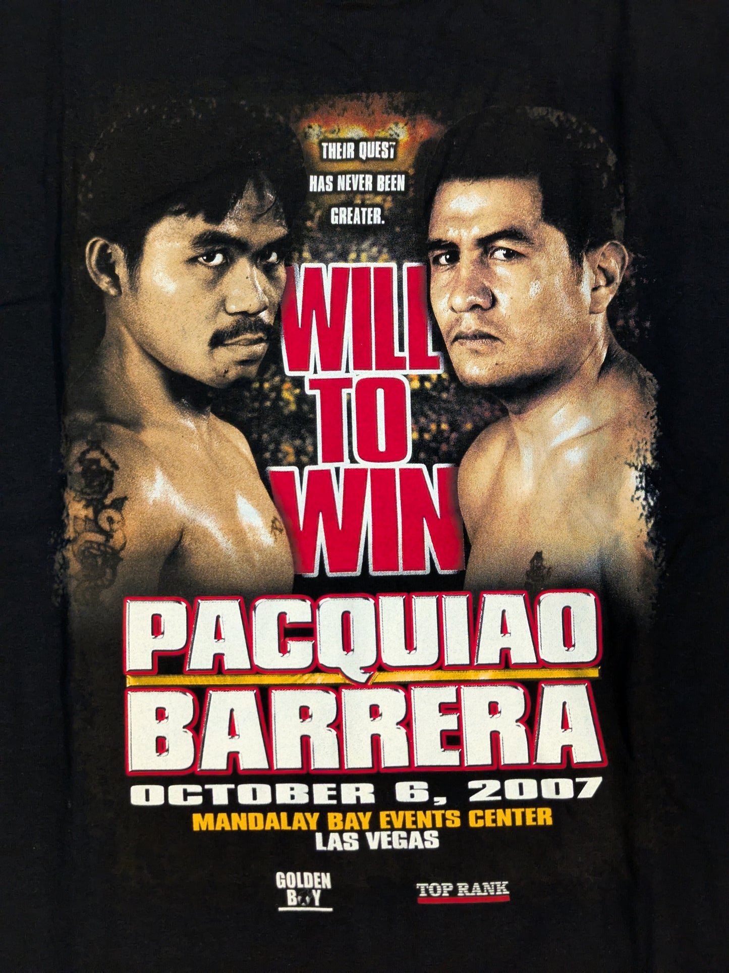 2007年10月6日 マニー・パッキャオvsマルコ・アントニオ・バレラ ピクチャーTシャツ(ブラック)