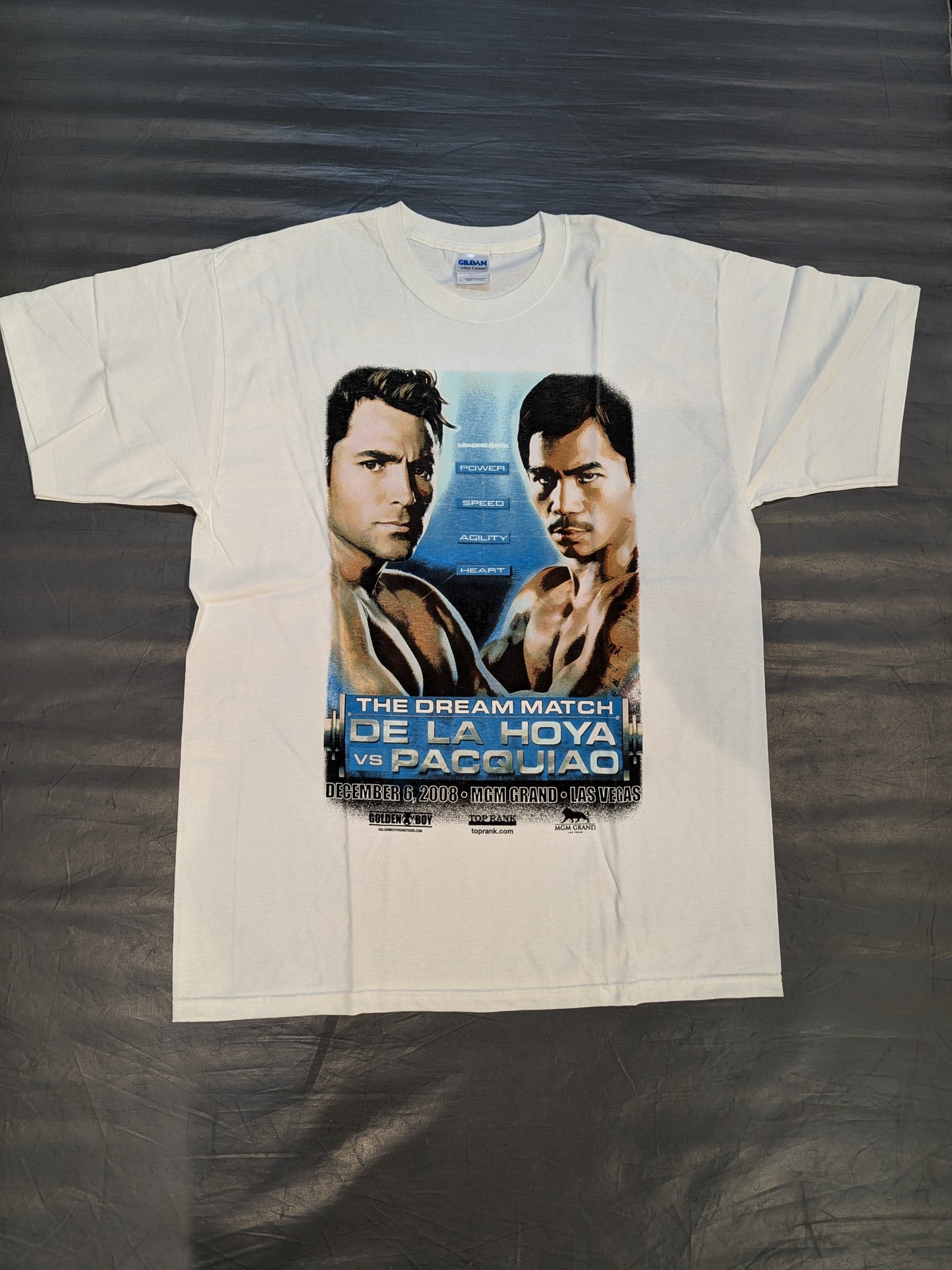 December 6, 2008 Oscar De La Hoya vs Manny Pacquiao Picture T-Shirt (2) (White)