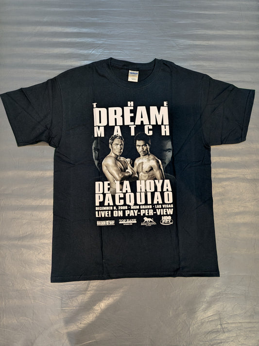 December 6, 2008 Oscar De La Hoya vs. Manny Pacquiao Picture T-Shirt (3) (Black)