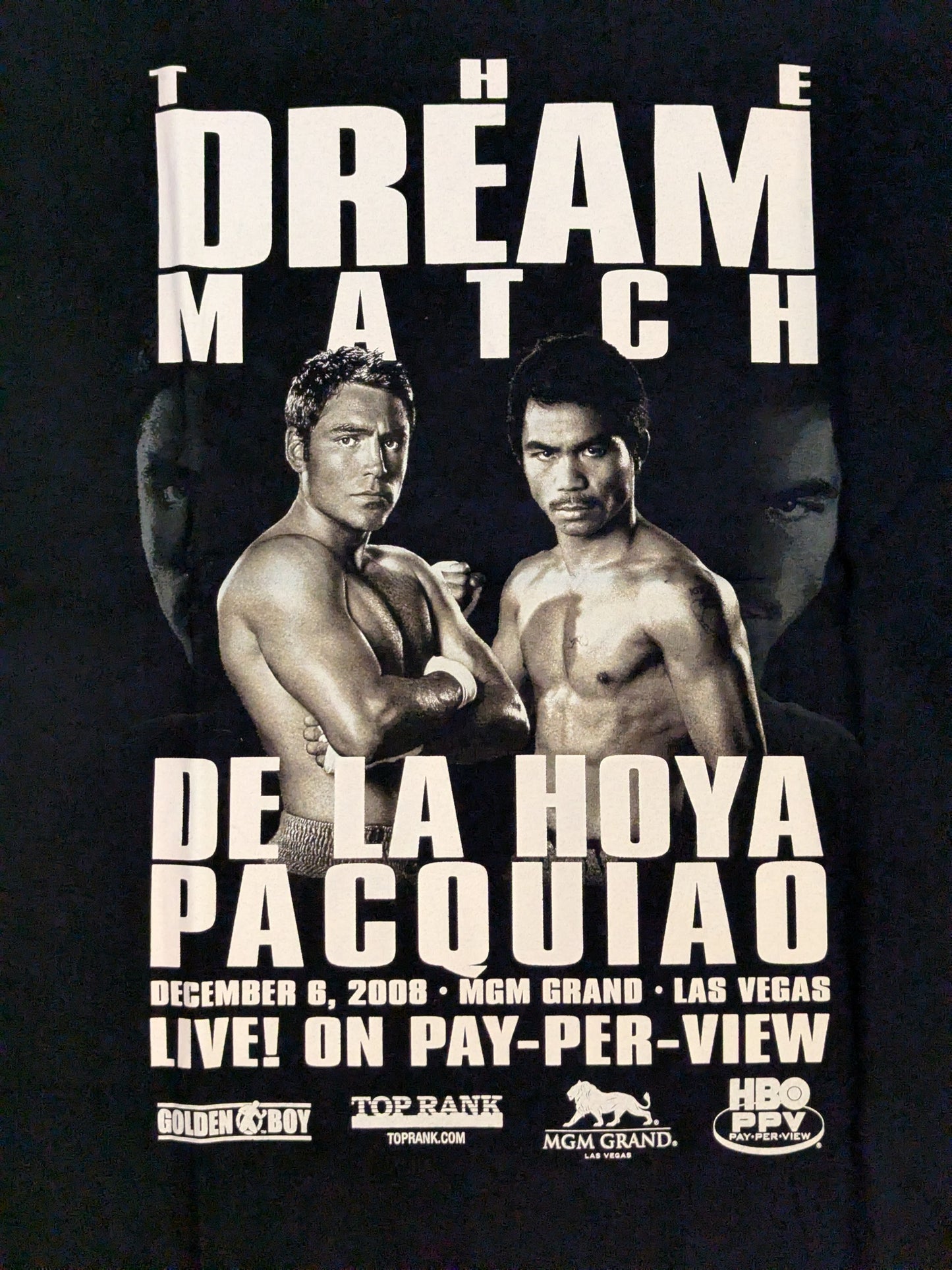 2008年12月6日 オスカー・デ・ラ・ホーヤvsマニー・パッキャオ ピクチャーTシャツ③(ブラック)