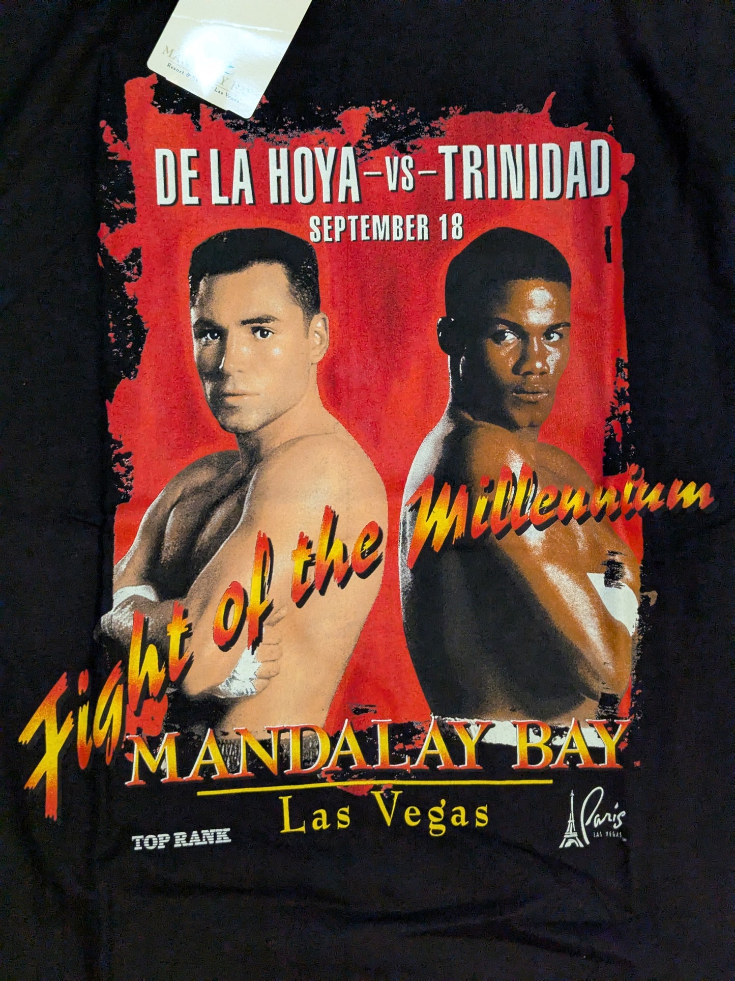 1999年9月18日 オスカー・デ・ラ・ホーヤvsフェリックス・トリニダード ピクチャーTシャツ(ブラック)