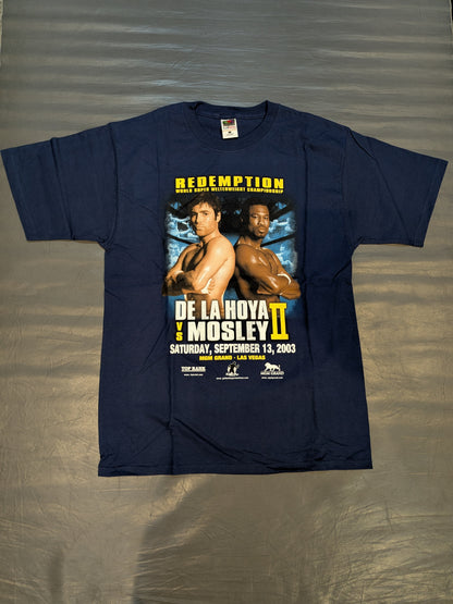 2003年9月13日 オスカー・デ・ラ・ホーヤvsシェーン・モズリー ピクチャーTシャツ(ネイビー)