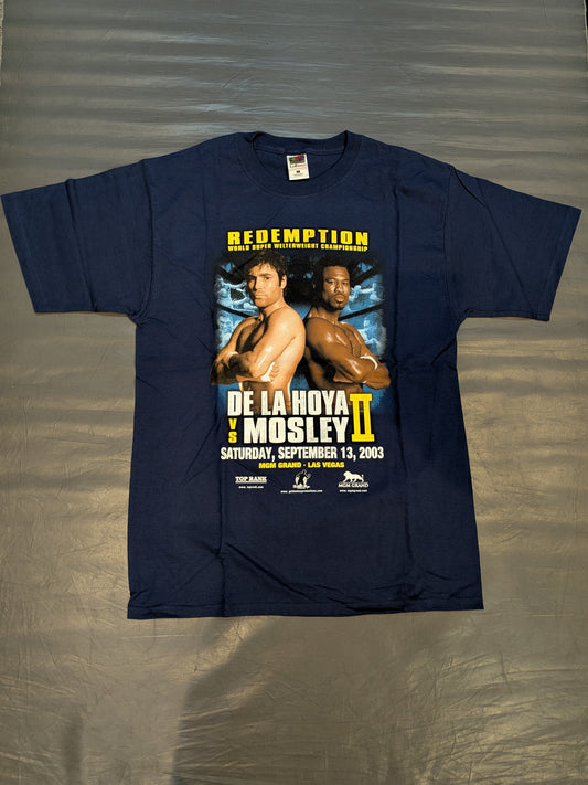 September 13, 2003 Oscar De La Hoya vs. Shane Mosley Picture T-shirt (Navy)