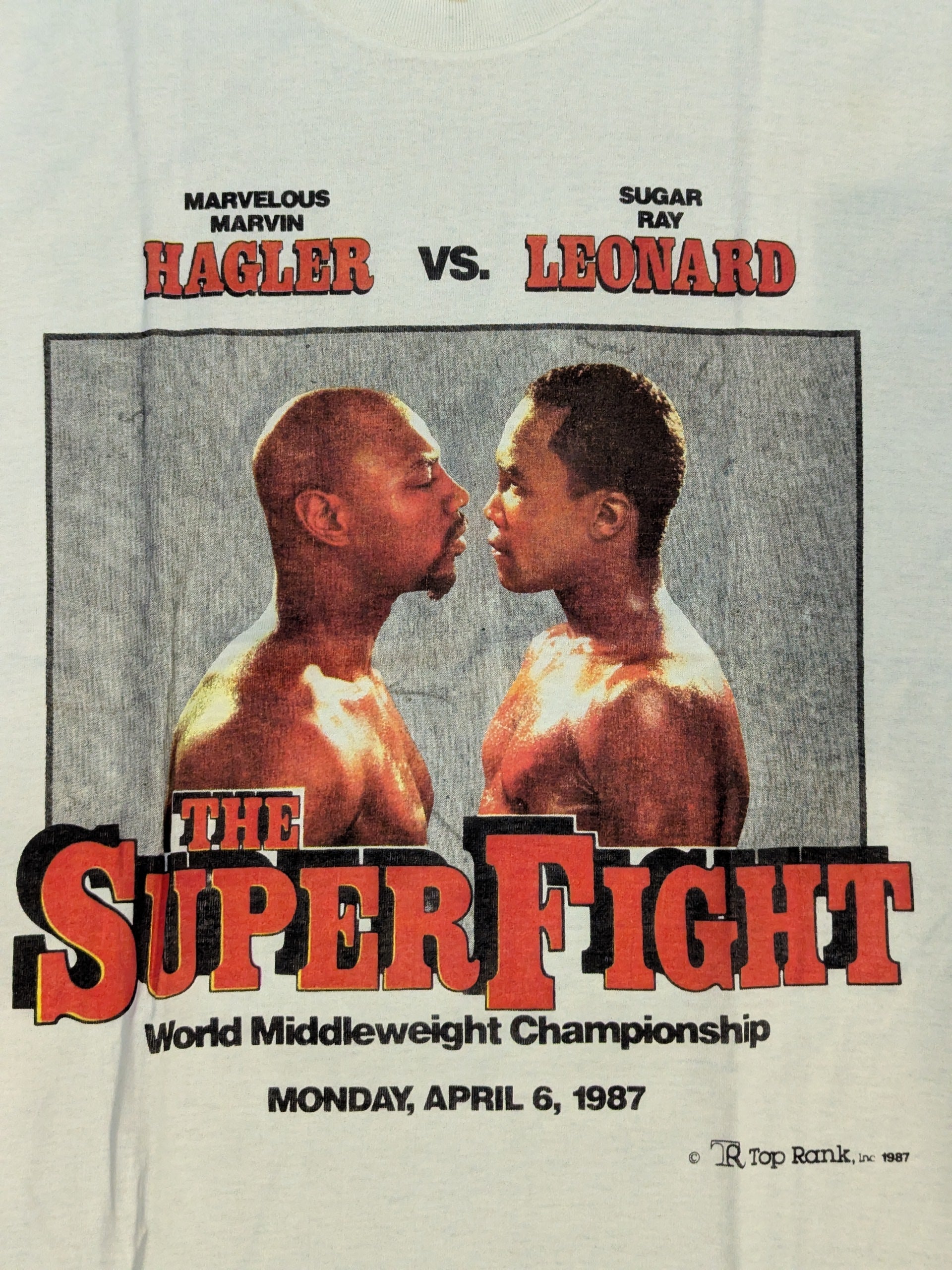 公式 Tシャツ ハグラー 対 レナード 1987年4月6日 マービン・ハグラーvsシュガー・レイ・レナード