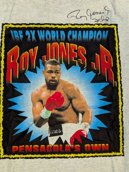 【hand signed autograph】 Roy Jones Jr. Picture T-shirt (Gray)