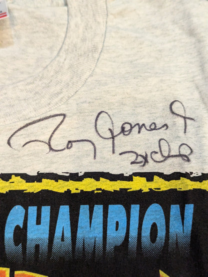【hand signed autograph】 Roy Jones Jr. Picture T-shirt (Gray)