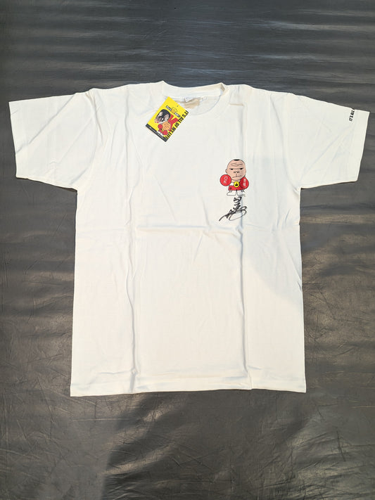 【直筆サイン入り】ガッツ石松 「ガッツ石松クン」イラストTシャツ(ホワイト)