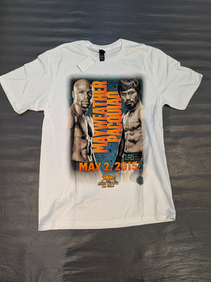 May 2, 2015 Floyd Mayweather vs. Manny Pacquiao Picture T-Shirt (1) (White)
