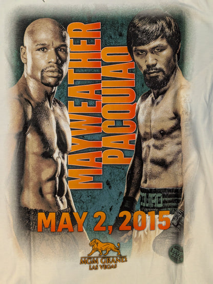 May 2, 2015 Floyd Mayweather vs. Manny Pacquiao Picture T-Shirt (1) (White)